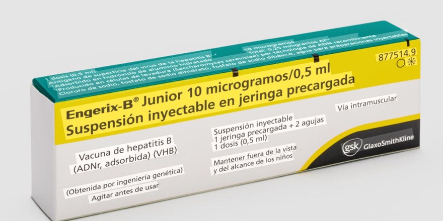 Caja de la vacuna de la hepatitis B, Engerix-B Junior en jeringa precargada
